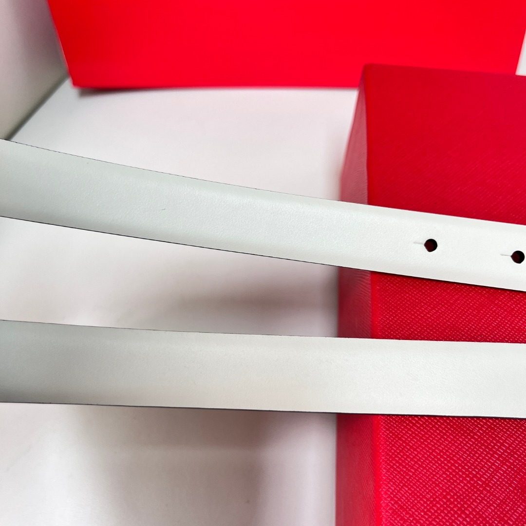 Valentino VLogo Leather Belt White