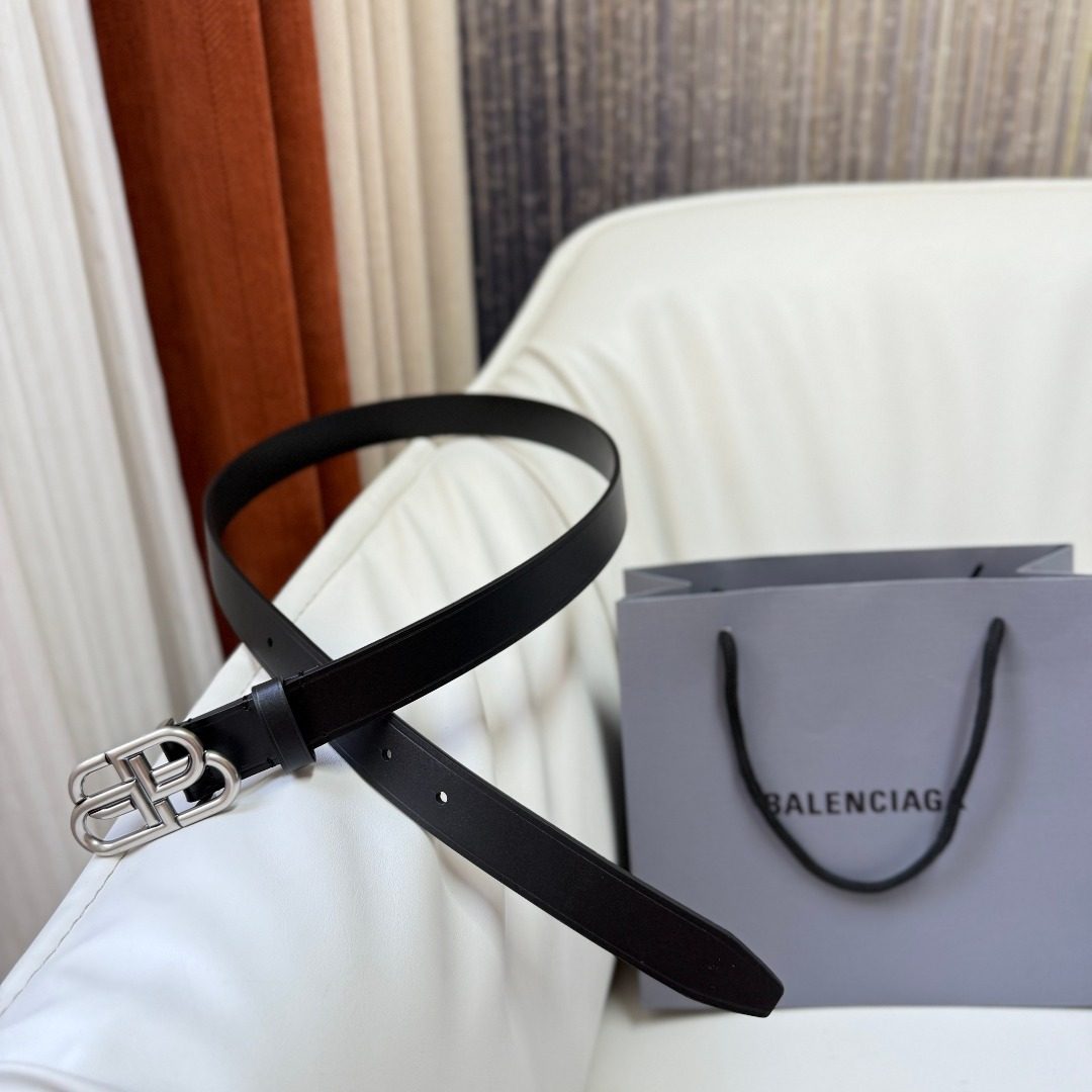 Balenciaga BB Logo Leather Belt Black