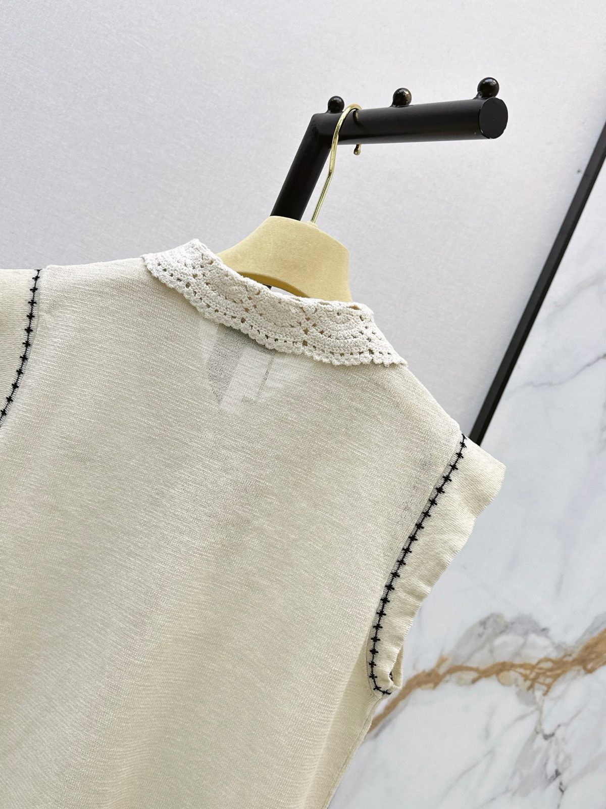 Miu Miu Beaded Collar Sleeveless Knit Vest