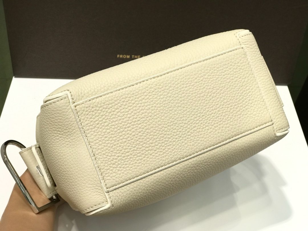 Delvaux Leather Top Handle Bag Cream