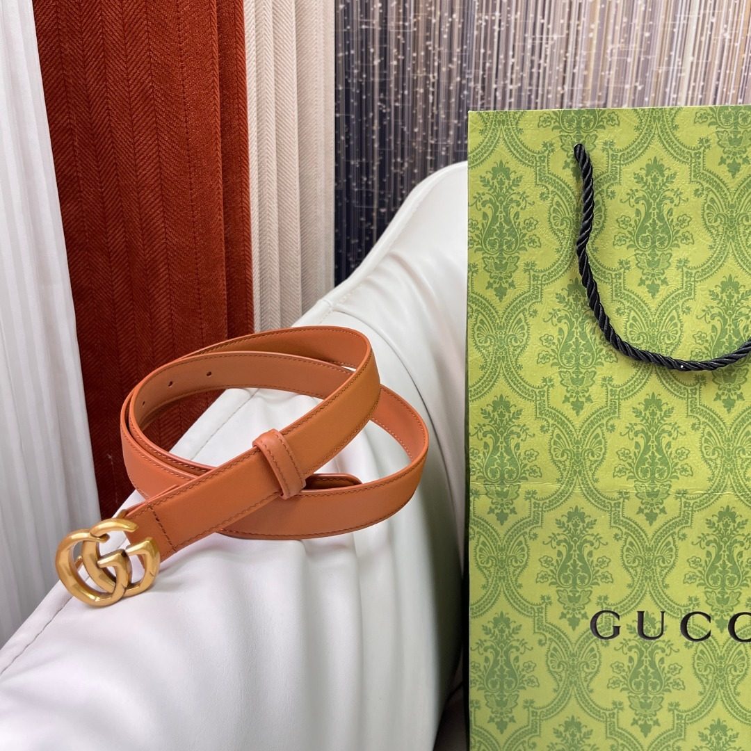 Gucci GG Marmont Leather Belt Orange