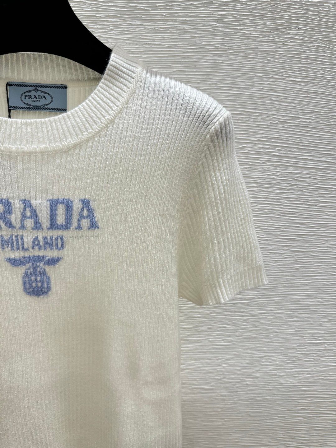 Prada Milano Ribbed Cotton T-Shirt