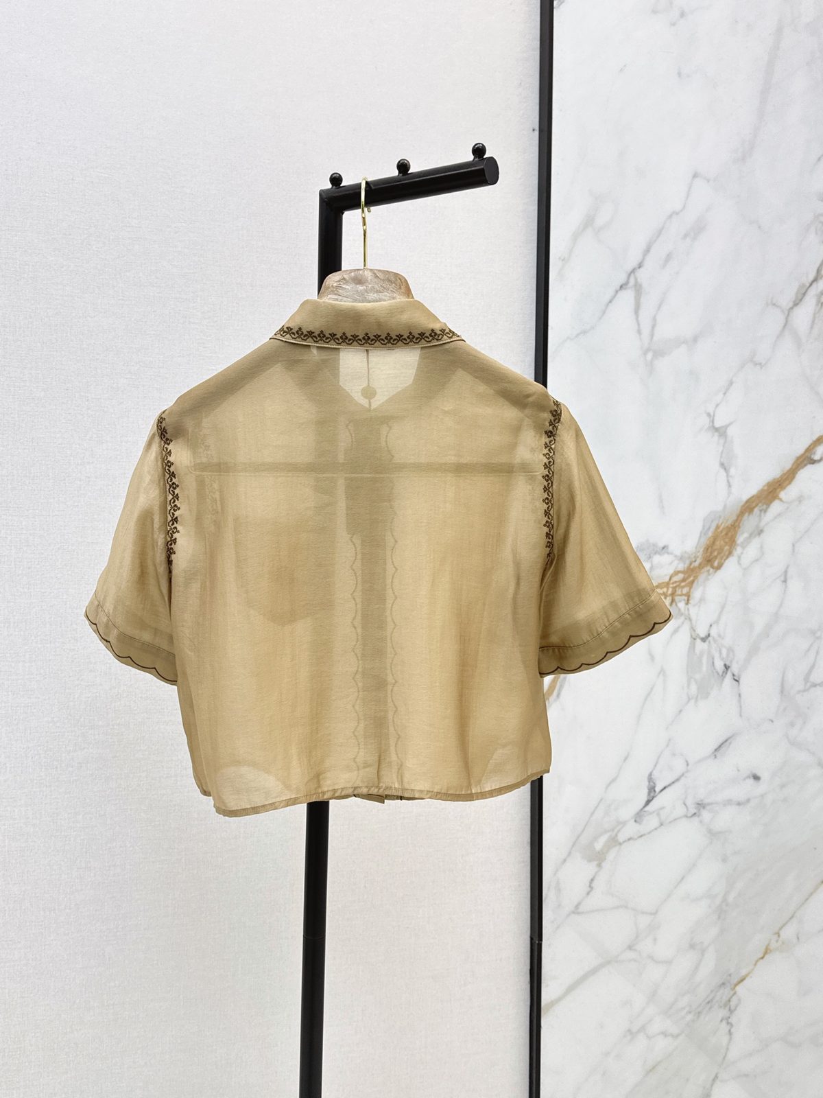 Italian Acetate Blend Short Sleeve Blouse