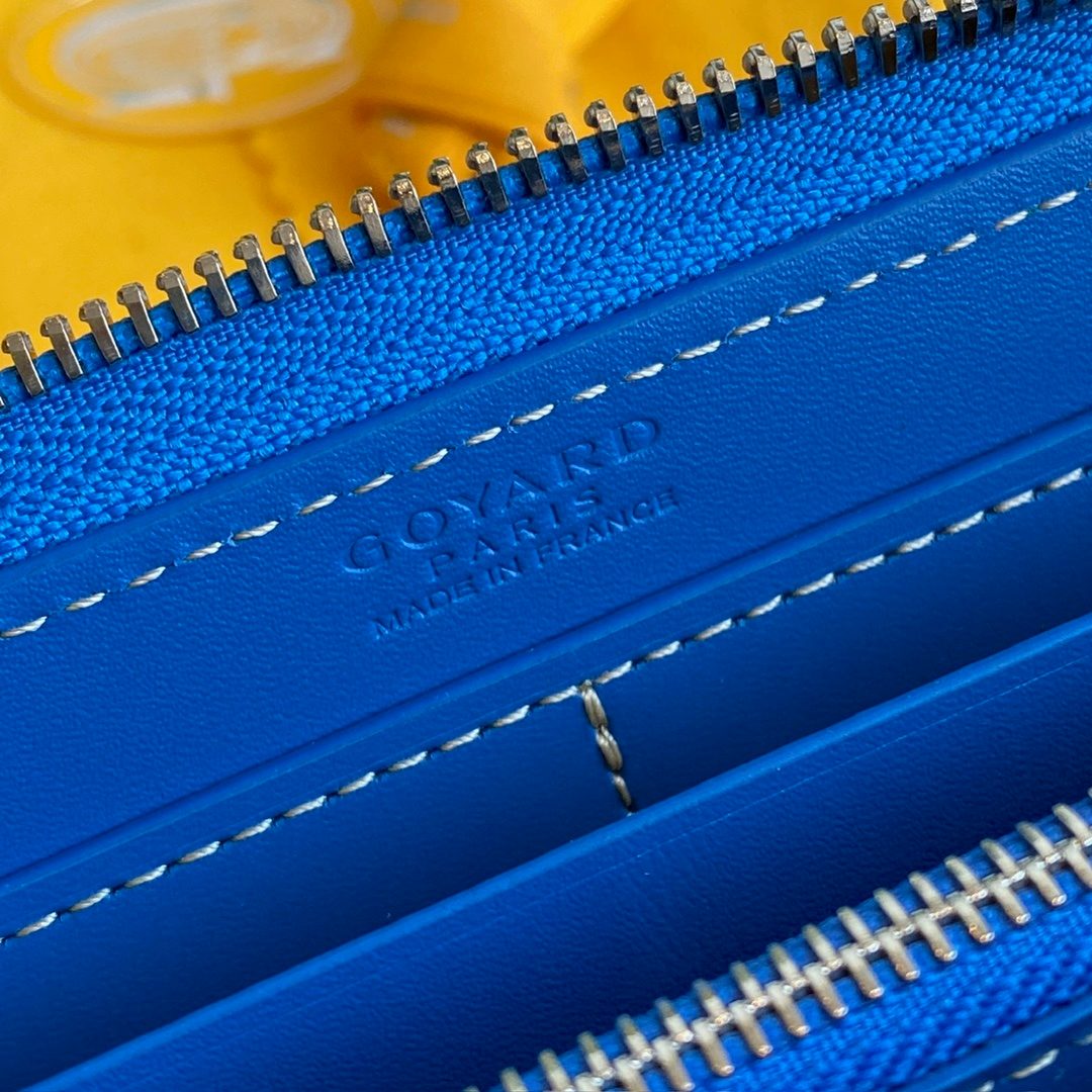 Goyard St. Louis Blue Leather Zip Wallet
