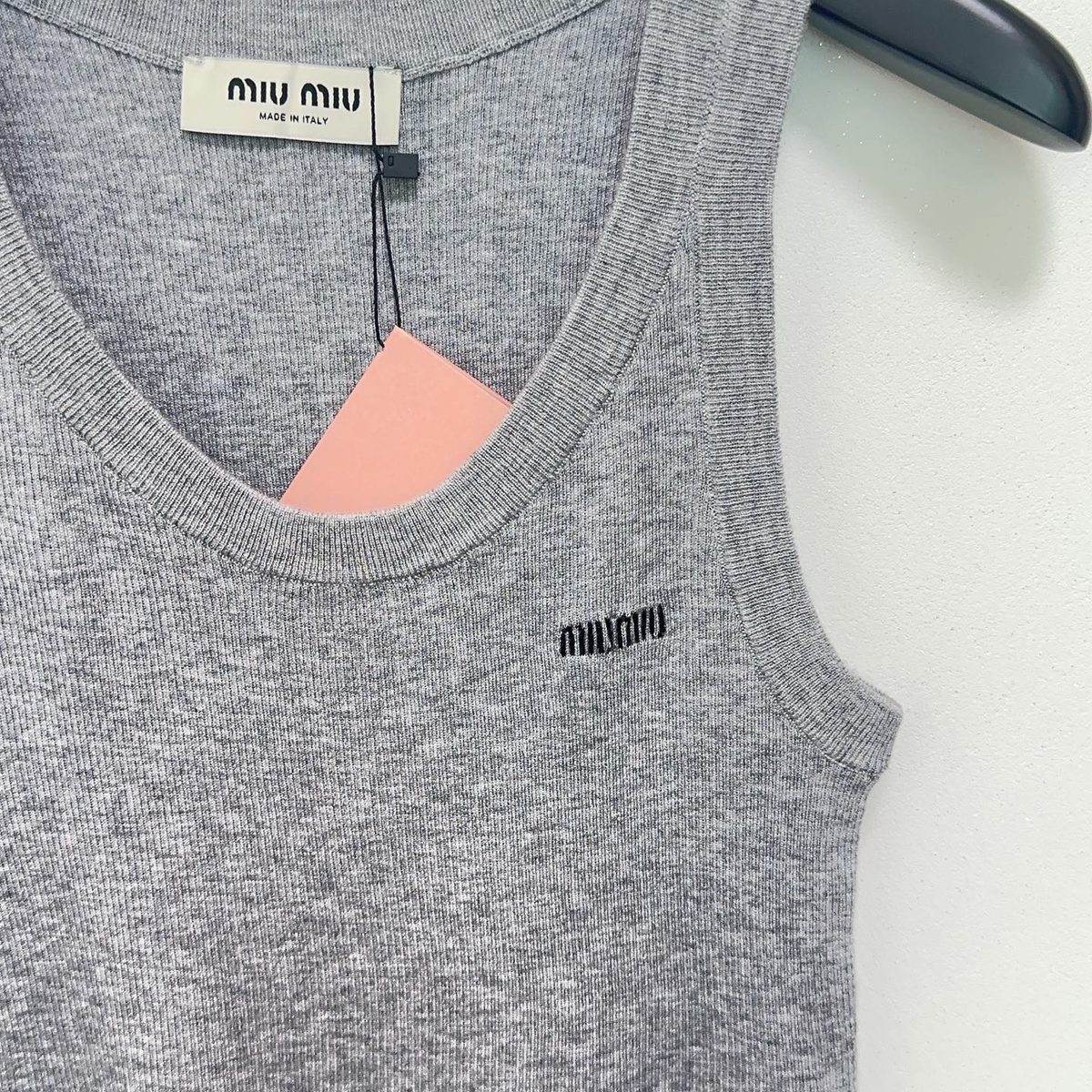 Miu Miu Ribbed Knit Tank Top Gray