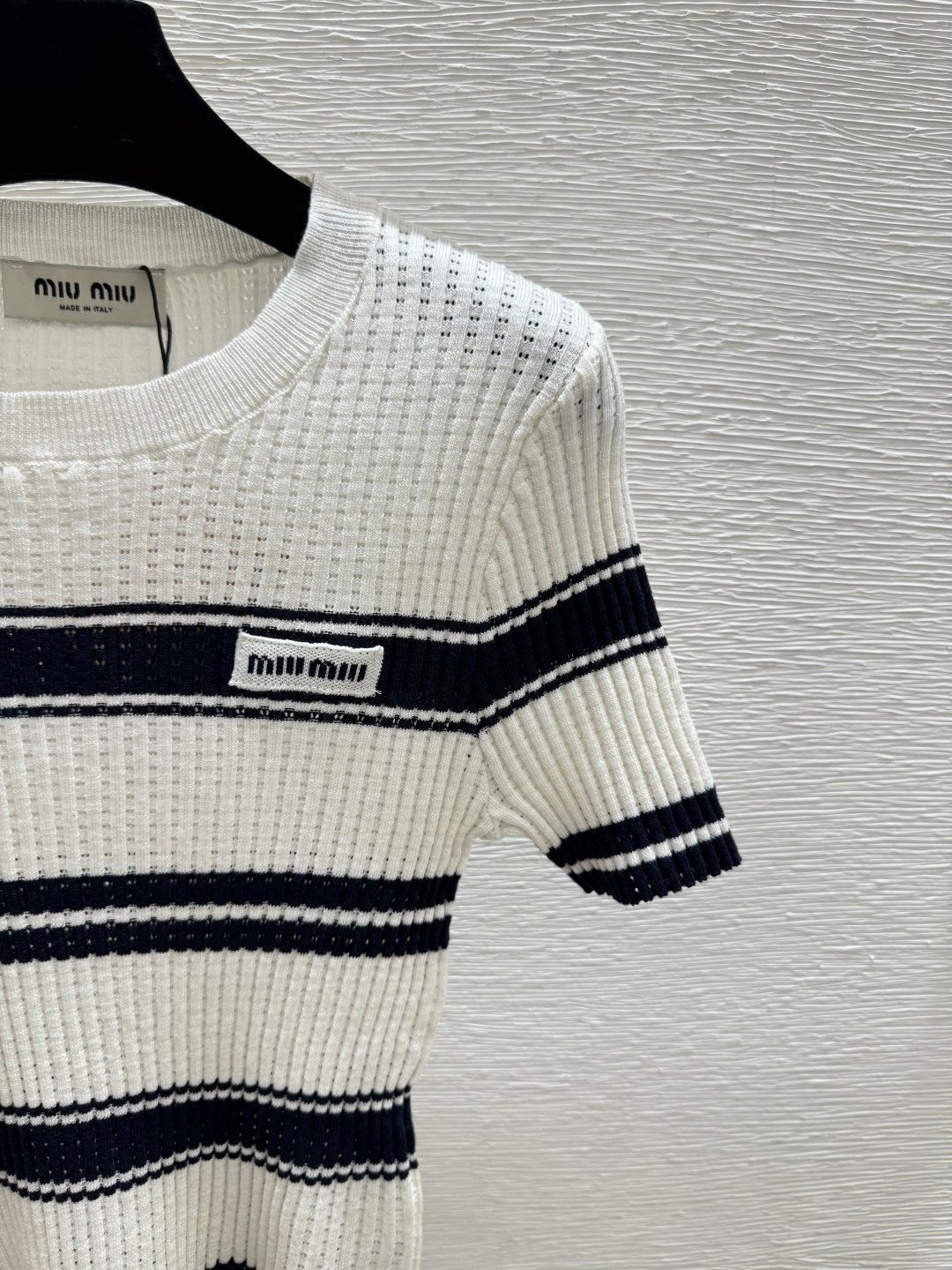 Miu Miu Striped Ribbed Crewneck Sweater