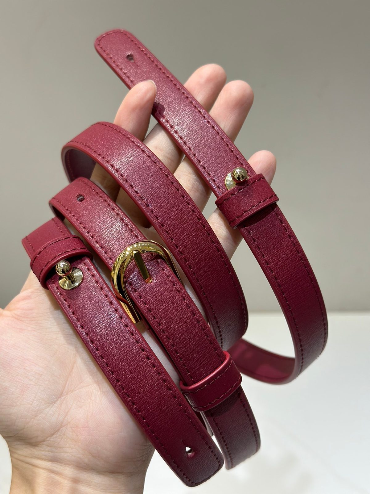 Burgundy Leather Crossbody Bag with Gold Hardware