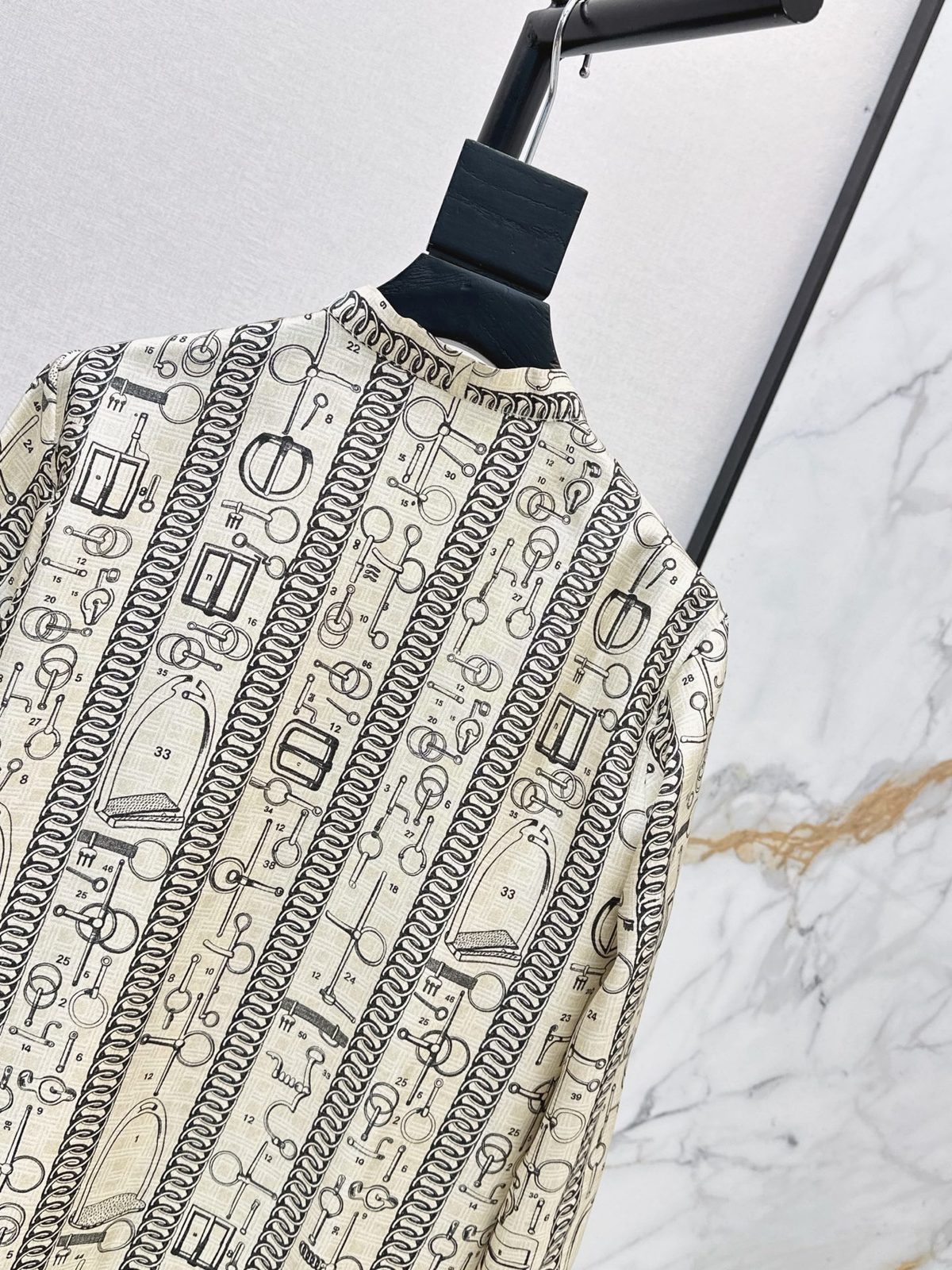 Luxury Men's Monogram Print Button-Up Shirt