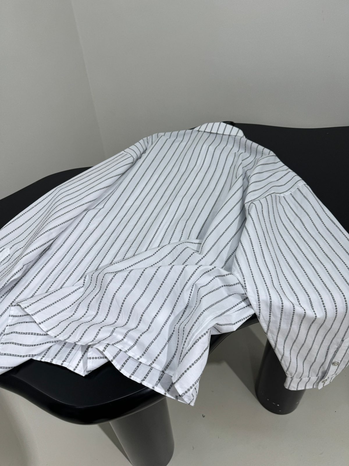 Men's White Pinstriped Cotton Dress Shirt
