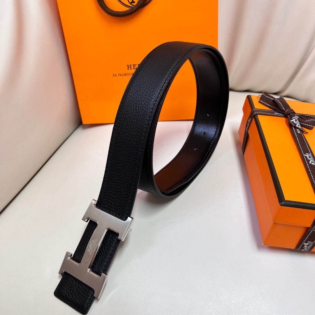 Hermès H Buckle Reversible Leather Belt