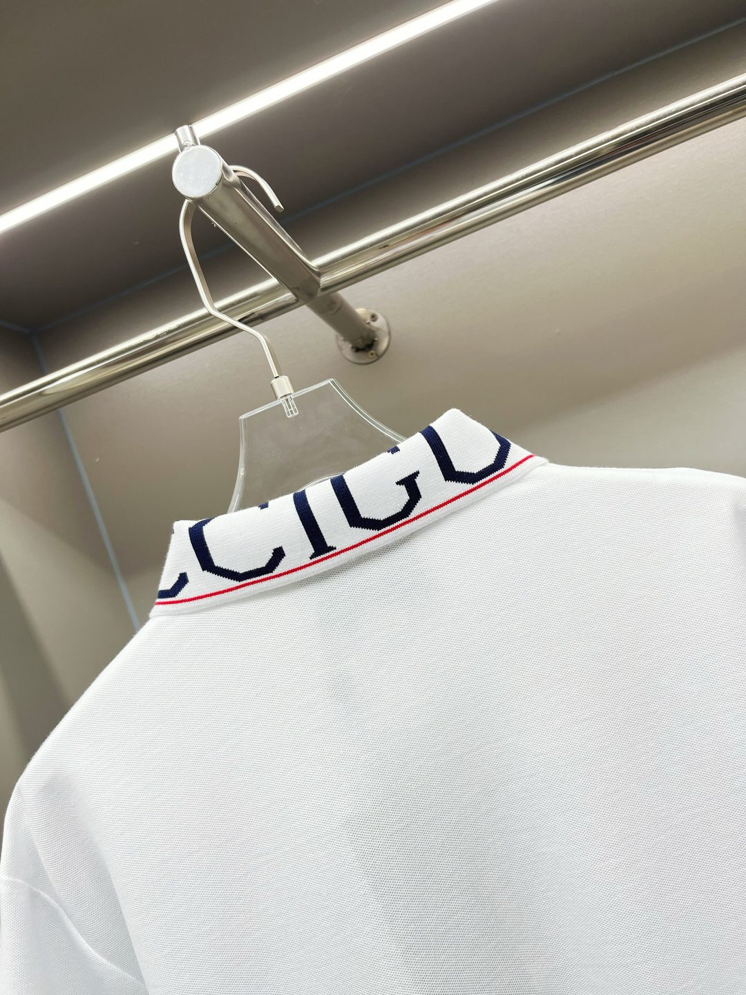 Gucci Logo Collar White Polo Shirt