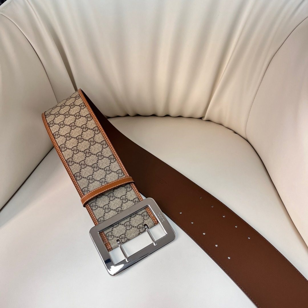 Gucci GG Monogram Leather Belt Brown