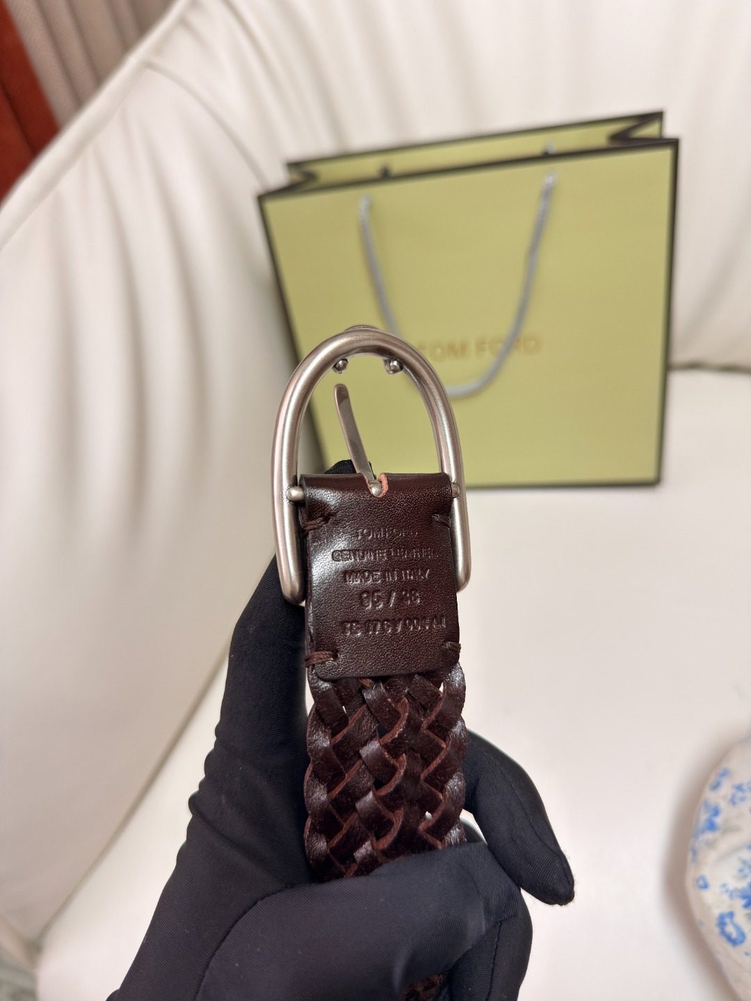 Tom Ford Woven Leather Belt Brown