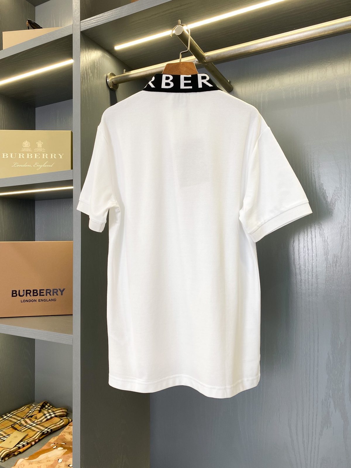 Burberry Logo Collar White T-Shirt