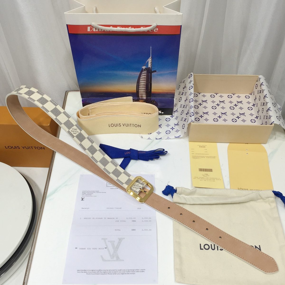Louis Vuitton Damier Azur Canvas Belt