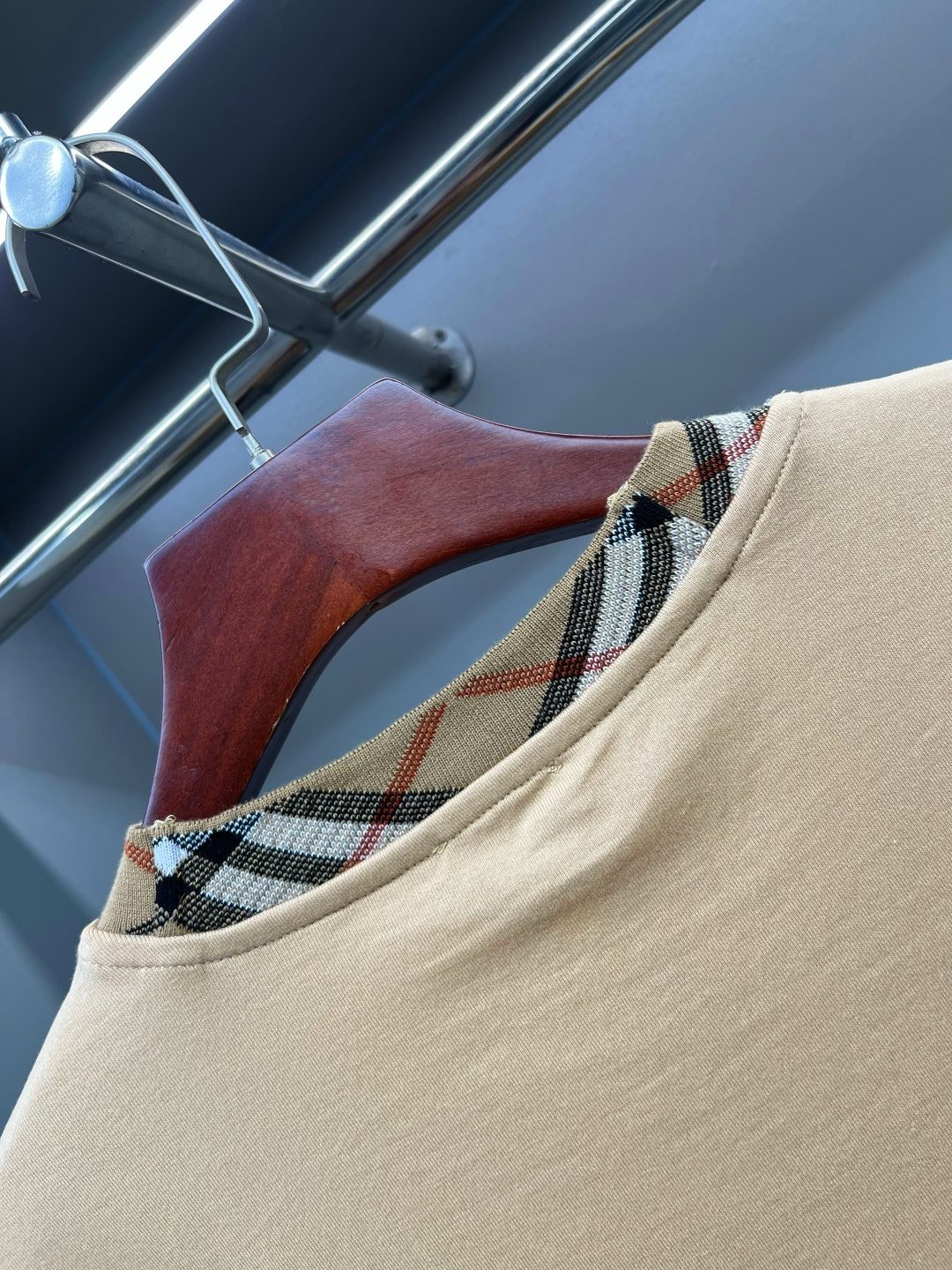 Burberry Check Collar Crewneck T-Shirt