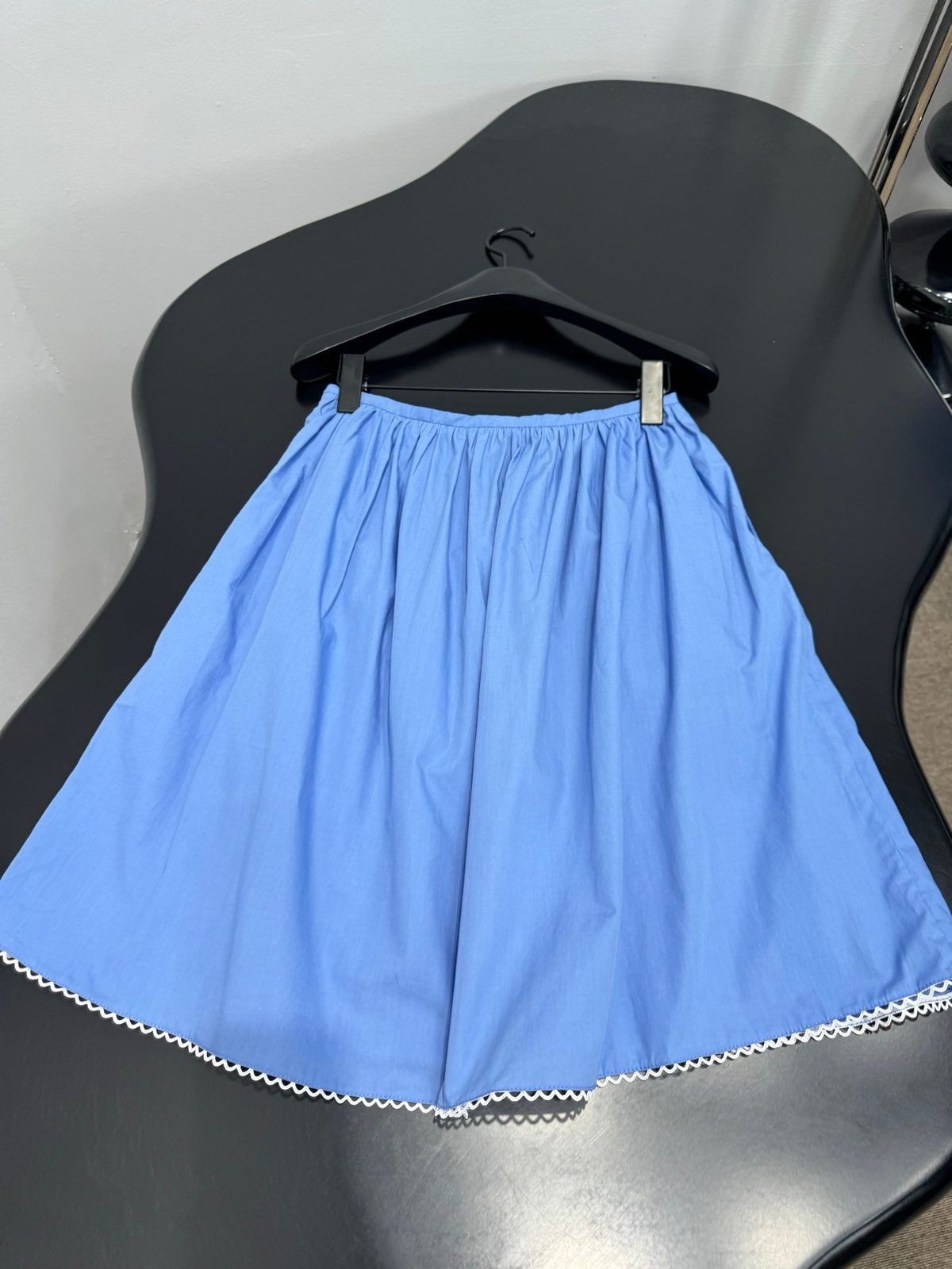 Men's Light Blue Drawstring Shorts with Lace Trim