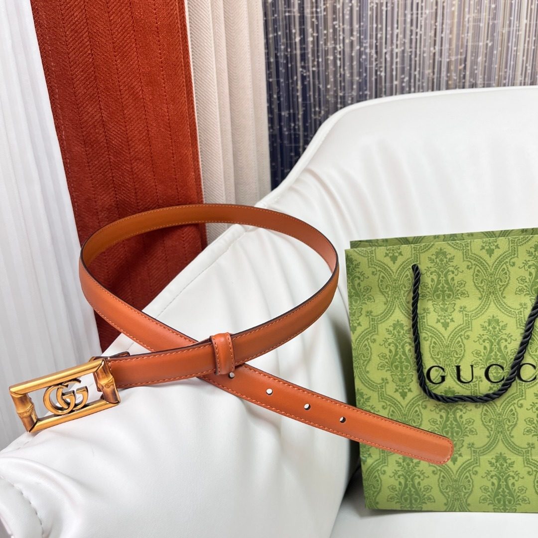 Gucci GG Marmont Leather Belt Cognac