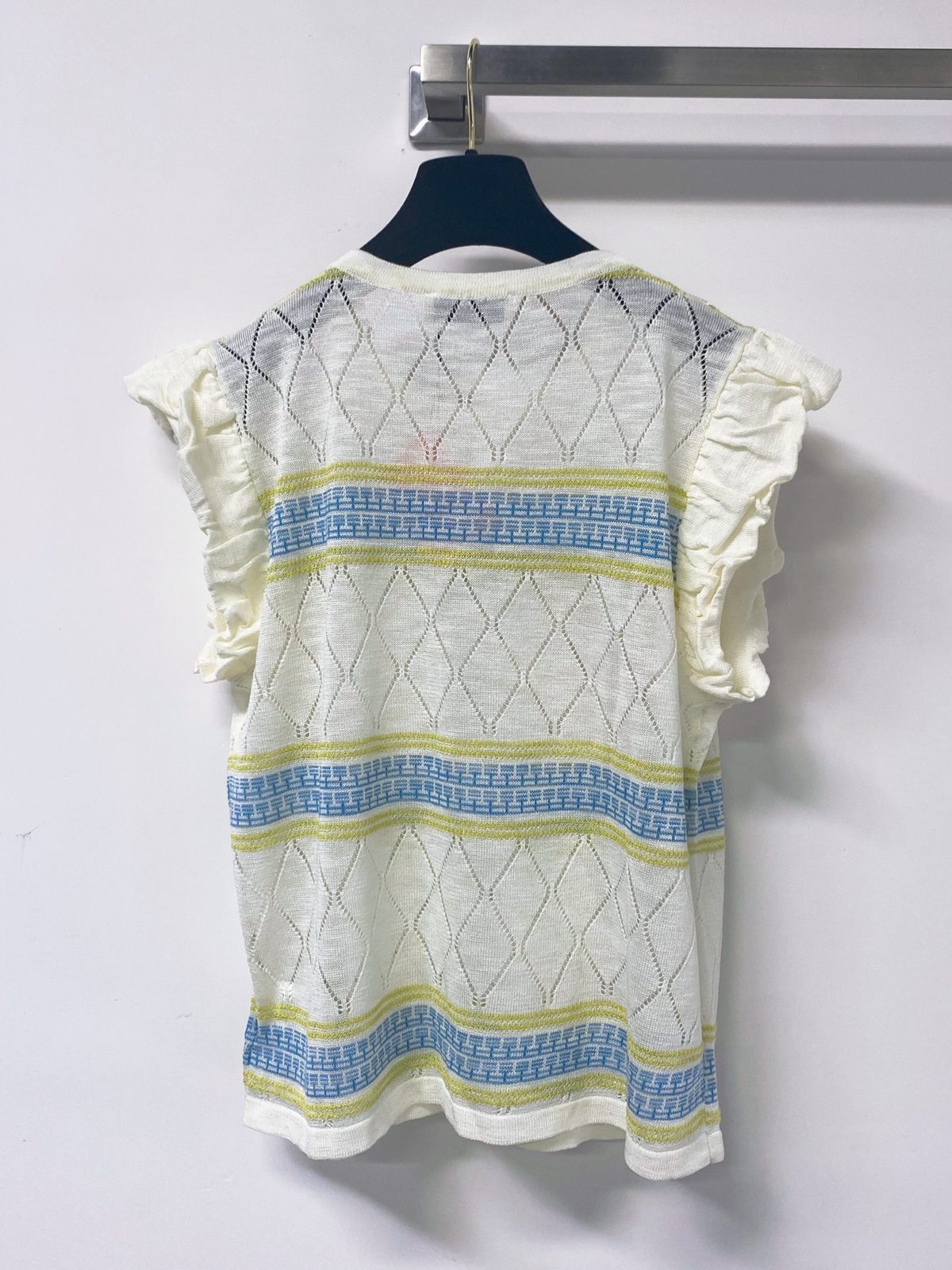 Miu Miu Ruffle Sleeve Knit Top