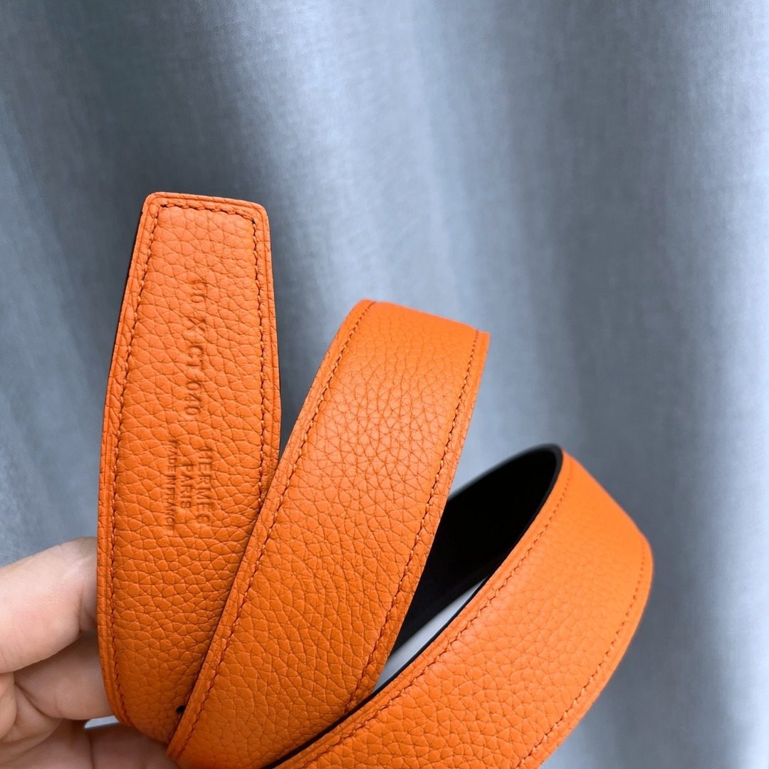 Hermès Reversible Leather Belt Orange