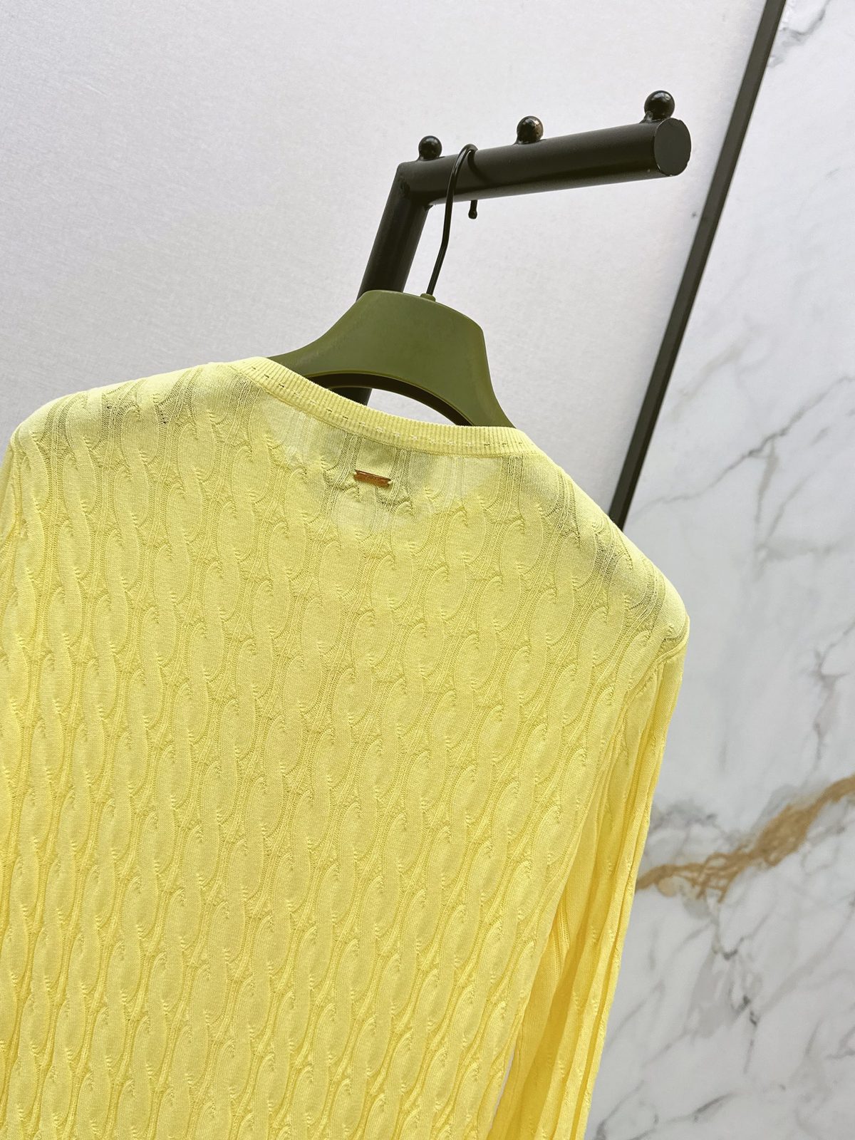 Gucci Cable Knit Crewneck Cardigan Yellow