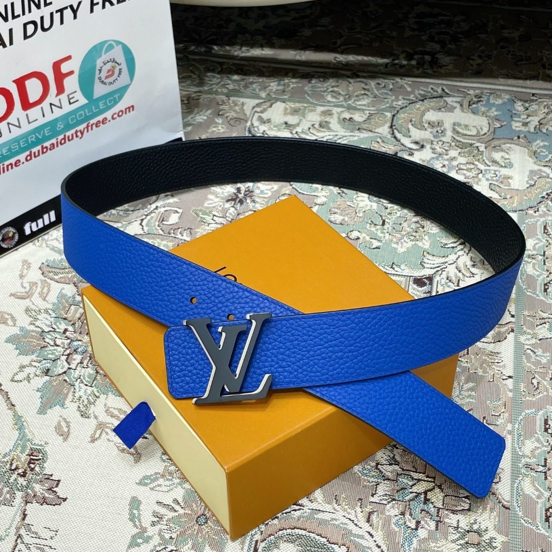Louis Vuitton LV Initials Blue Leather Belt