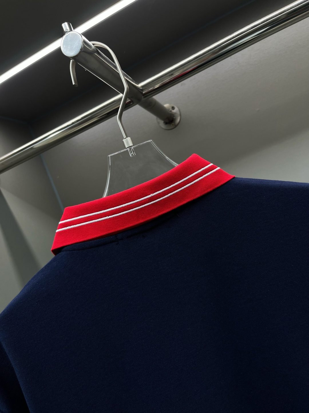 Burberry Navy Polo Shirt Red Stripe