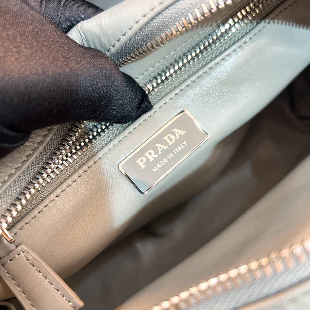 Prada Leather Camera Bag Light Gray
