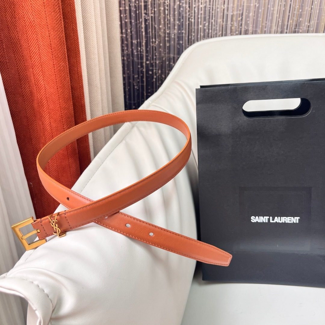 Saint Laurent Leather Belt Cognac