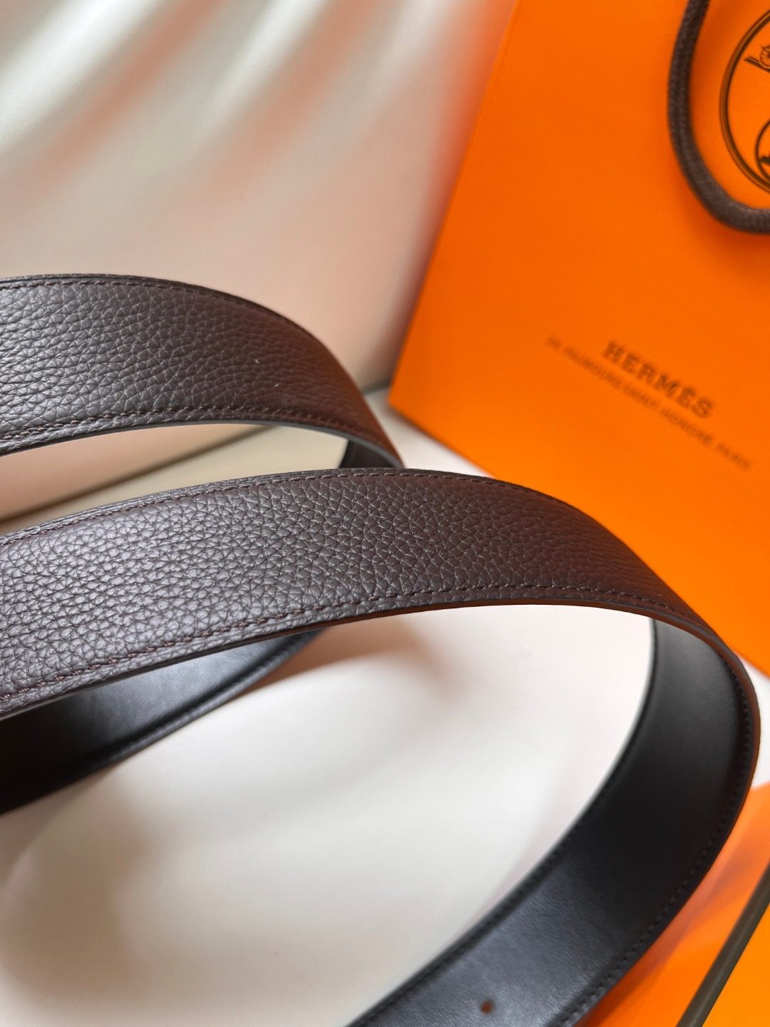 Hermès Constance H Reversible Leather Belt, Brown/Black, Silver Buckle