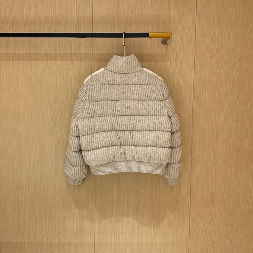 Loro Piana Ribbed Wool Turtleneck Puffer Jacket