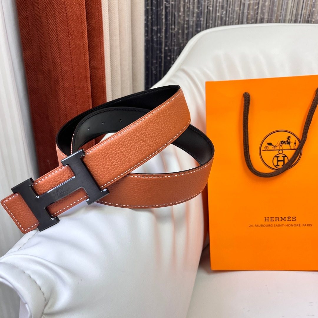 Hermès Reversible Leather H-Buckle Belt