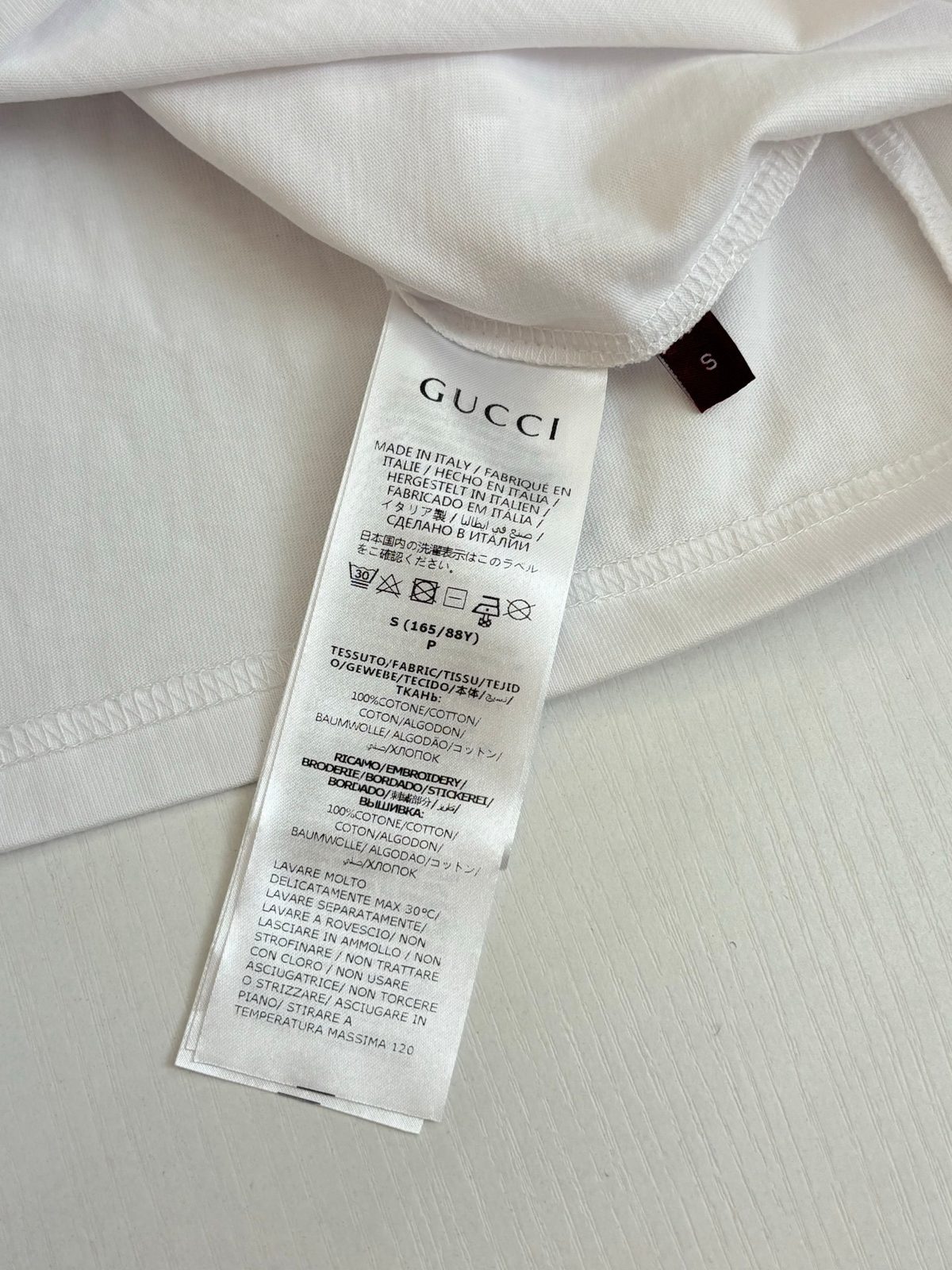Gucci GG Embroidered White Cotton T-Shirt