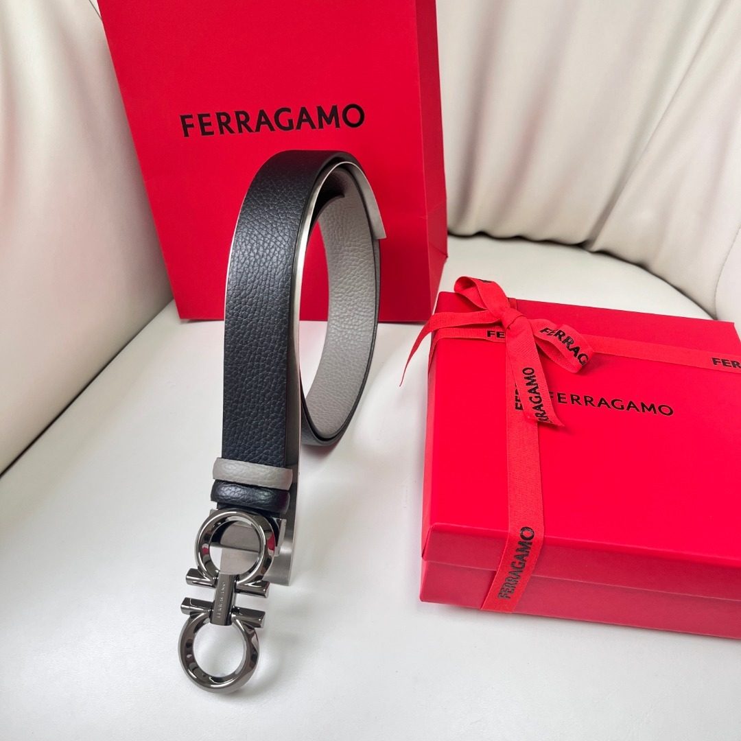 Ferragamo Gancini Leather Belt Black