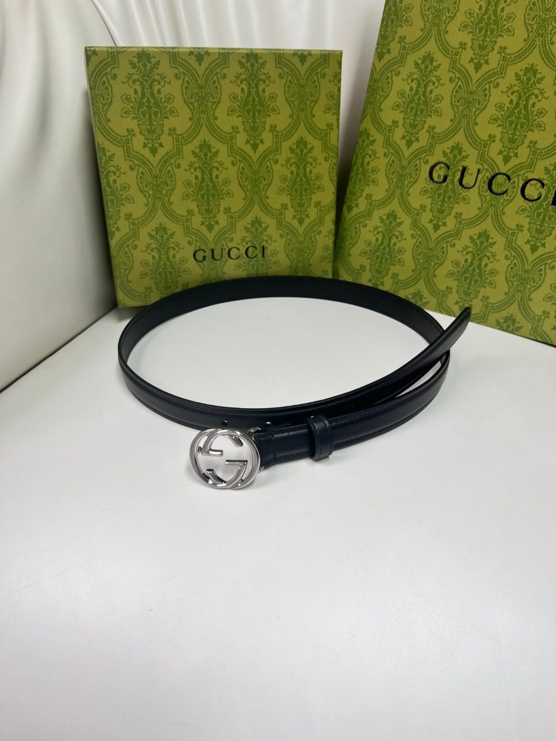 Gucci GG Marmont Black Leather Belt