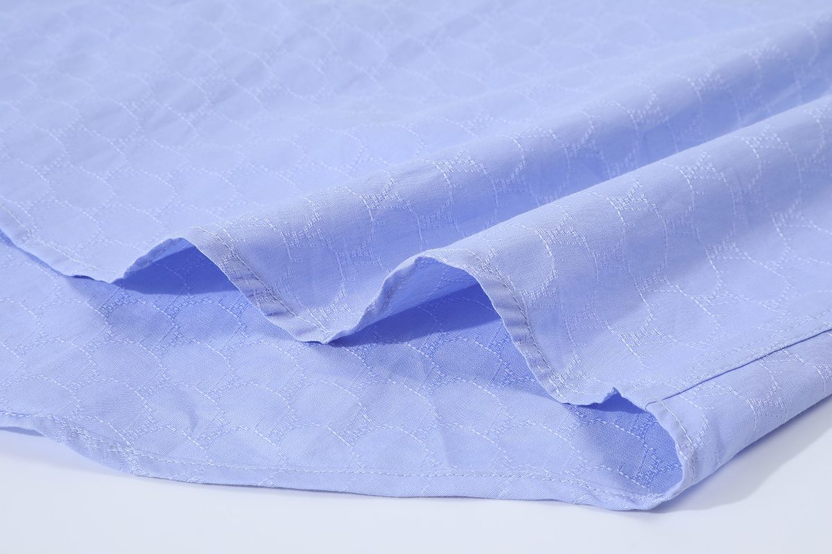 Light Blue Textured Cotton Dress Shirt