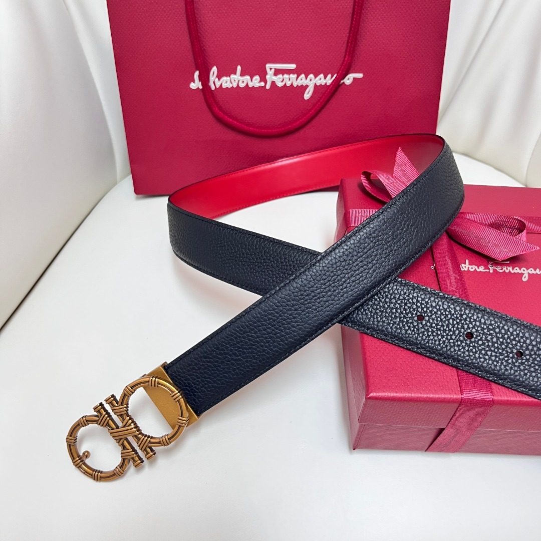 Salvatore Ferragamo Leather Belt with Gancini Buckle