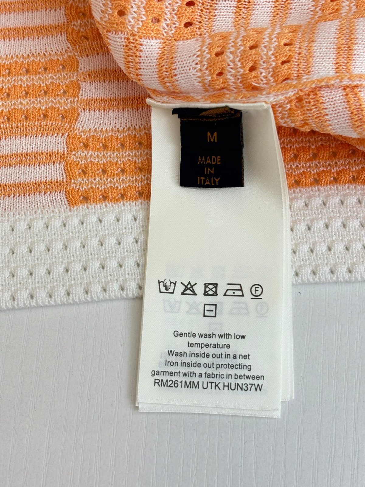 Italian Made Orange and White Checkered Knit Sweater