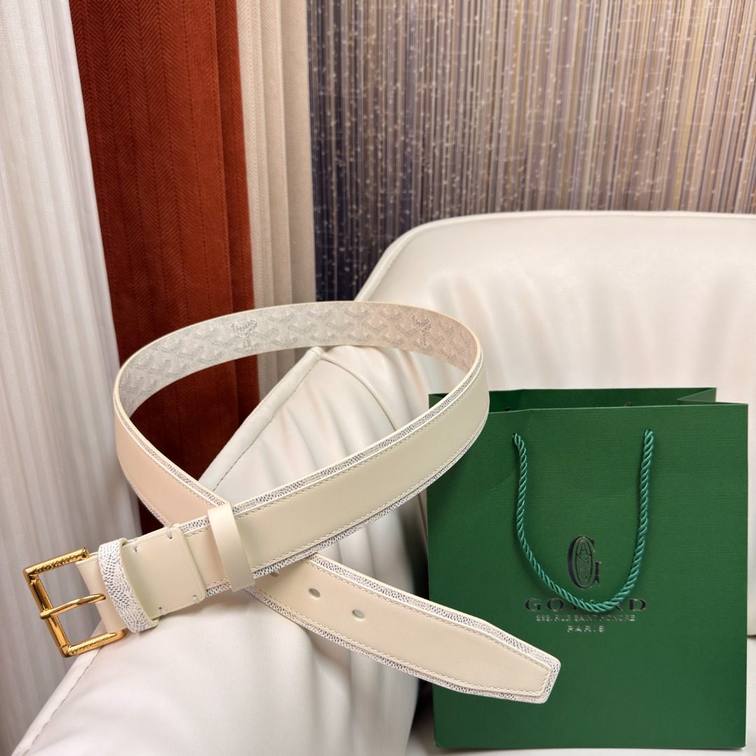 Gucci GG Canvas Leather Belt White