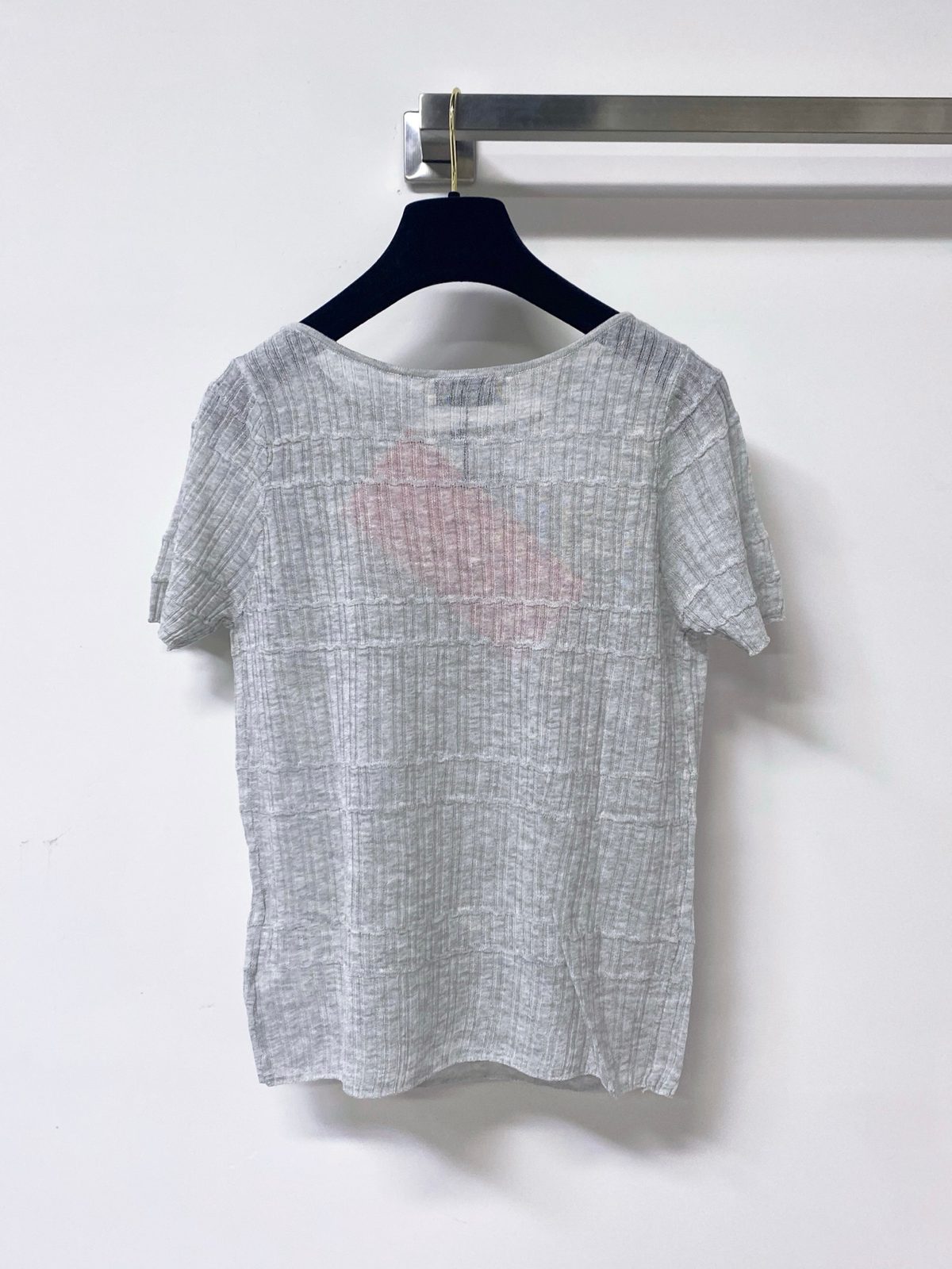 Miu Miu Ribbed Wool Blend Crewneck T-Shirt