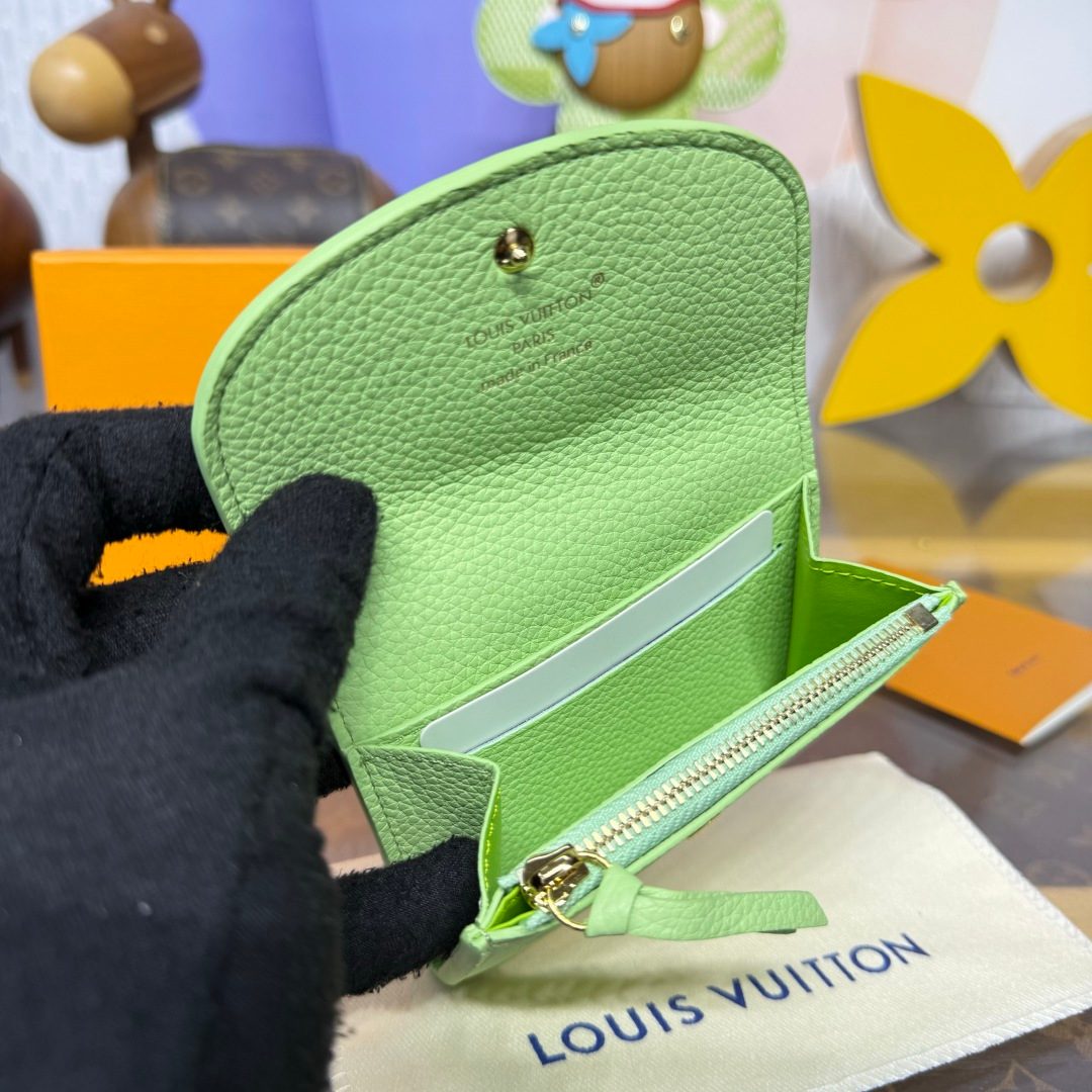 Louis Vuitton Leather Zip Wallet Pistachio Green