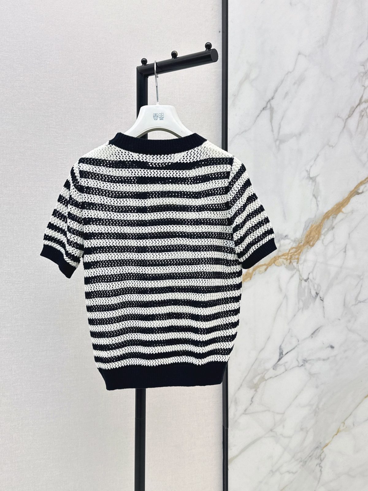 Moncler Striped Cotton Knit Polo Shirt