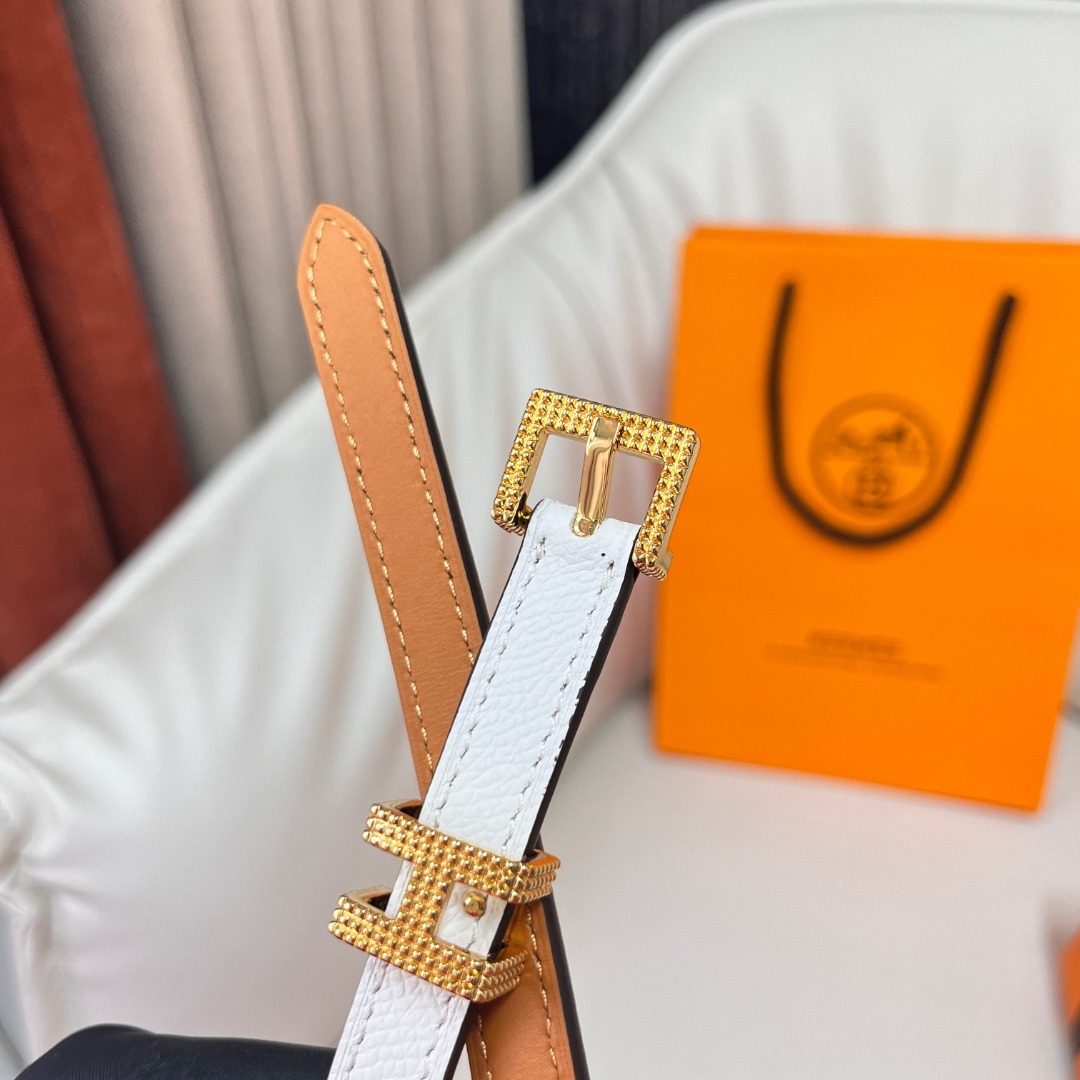 Hermès Reversible Leather Belt with Gold Hardware