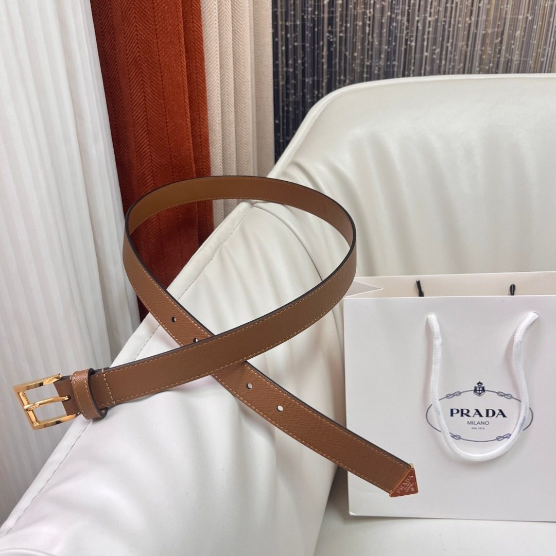 Prada Saffiano Leather Belt Brown