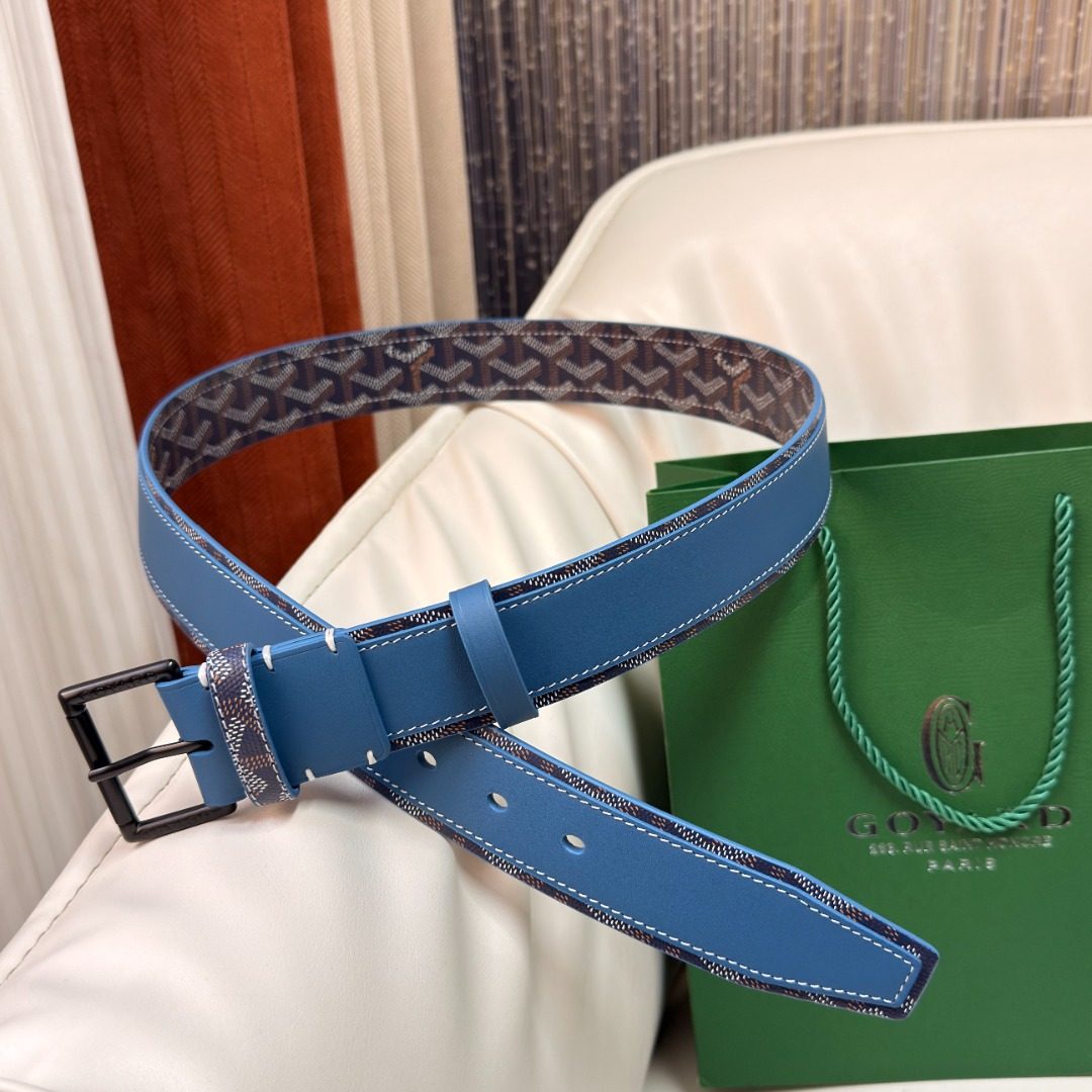 Goyard Monogram Canvas Blue Leather Belt
