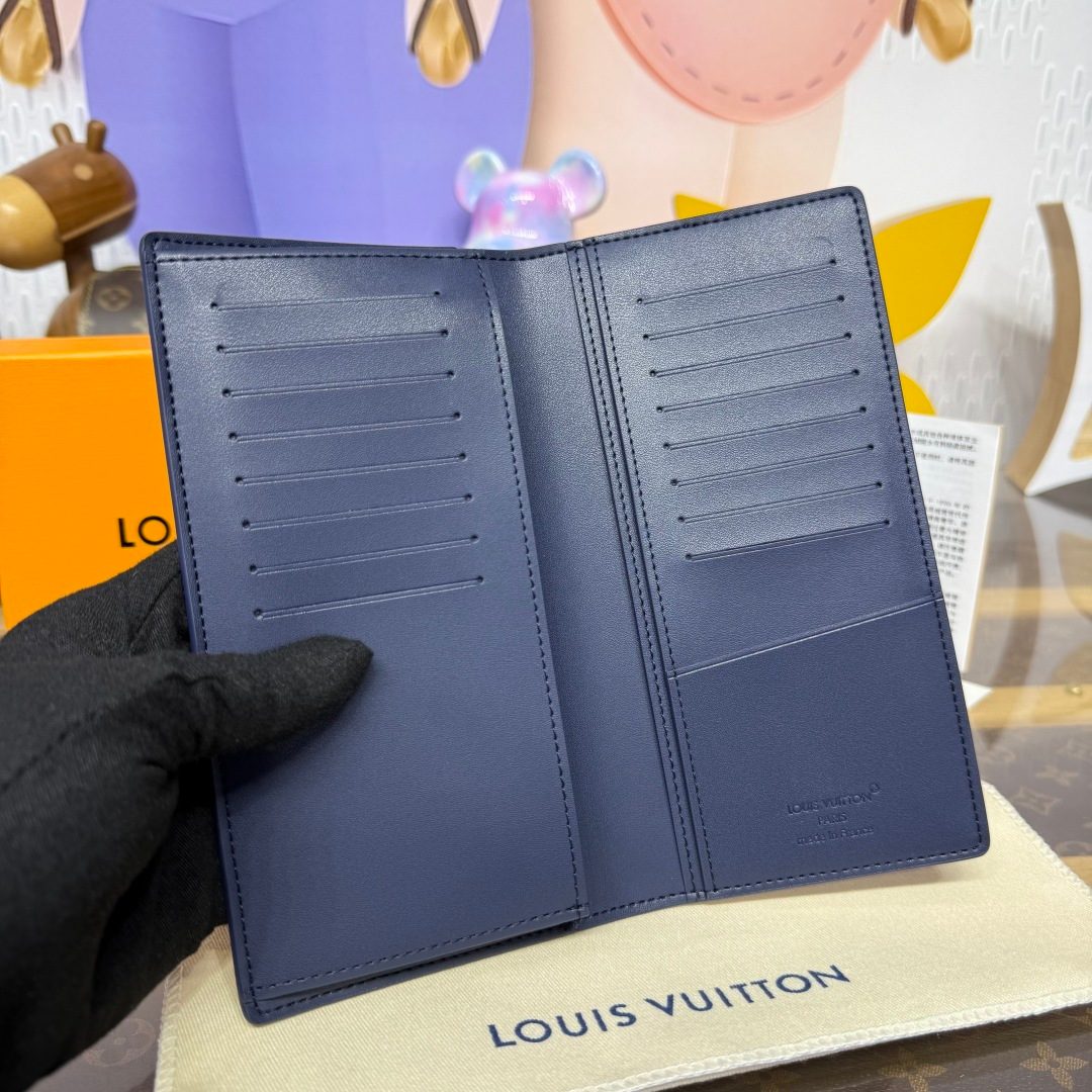 Louis Vuitton Navy Leather Bifold Wallet