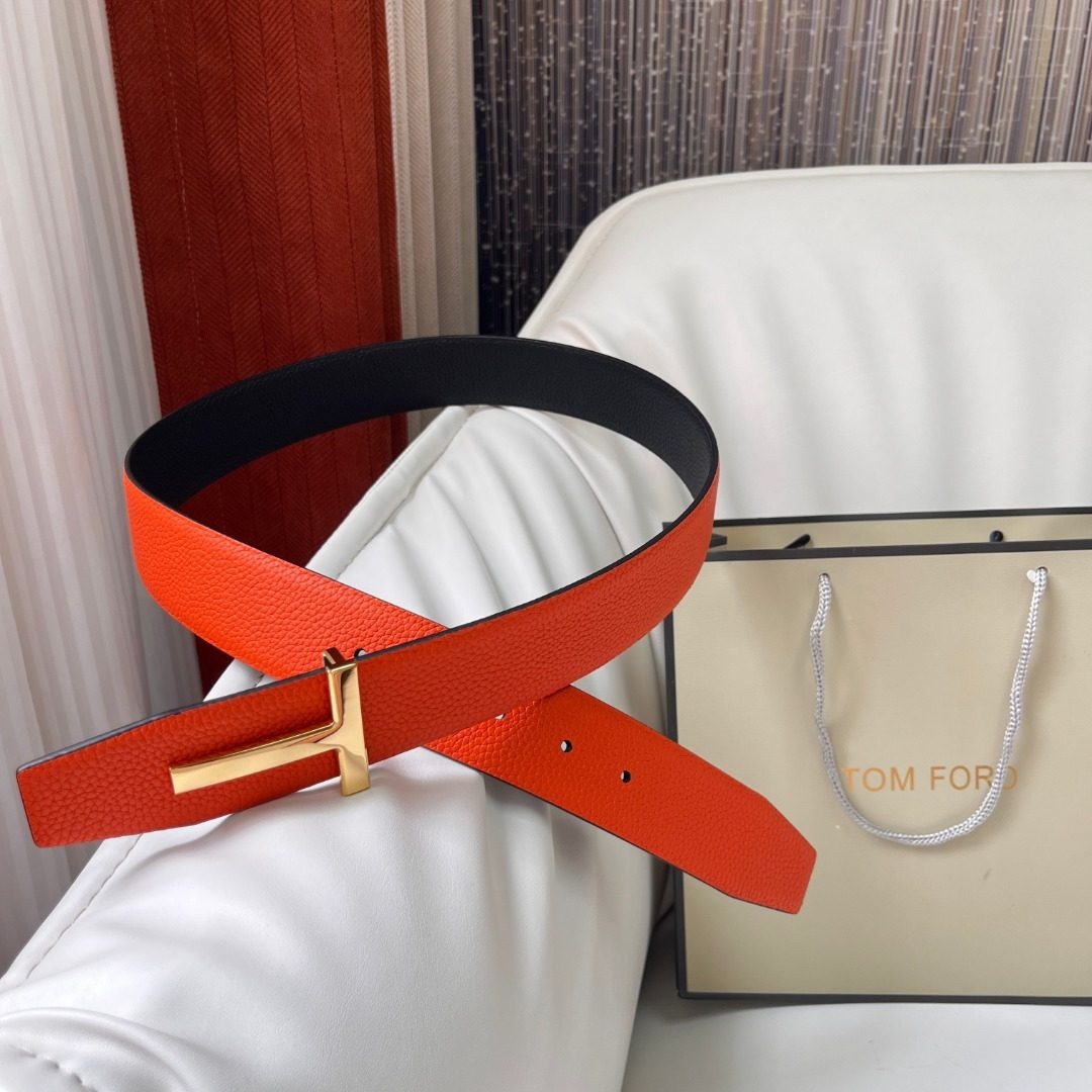 Hermès Reversible Leather Belt Orange Black