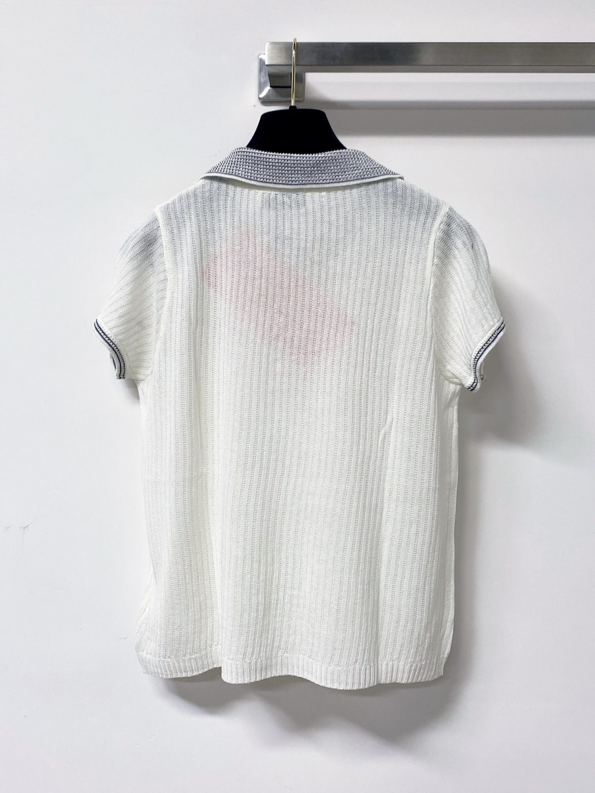 Miu Miu Ribbed Polo Short Sleeve Top