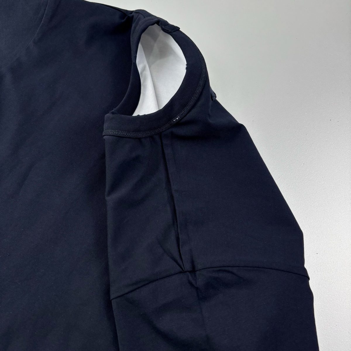 Navy Crewneck T-Shirt with White Lining