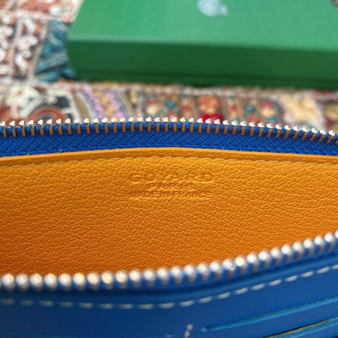 Goyard Leather Zip Pouch Blue Orange